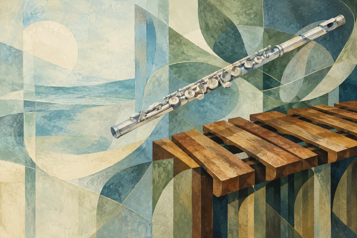 Abstract illustration of musical instruments (AI-generated)