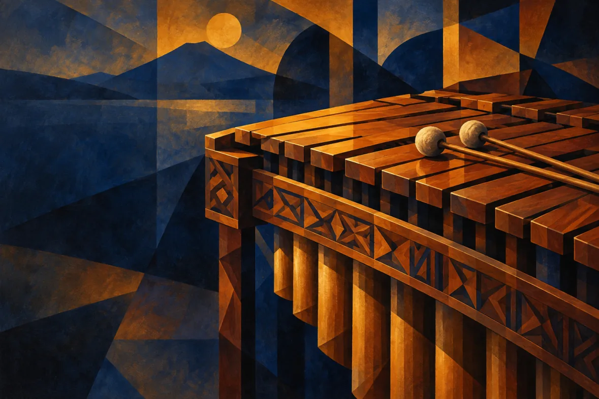 Abstract illustration of marimba instruments (AI-generated)