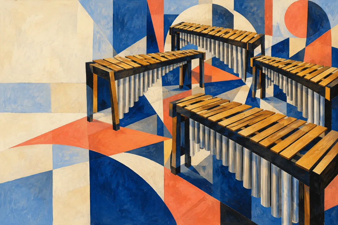 Abstract illustration of marimba instruments (AI-generated)
