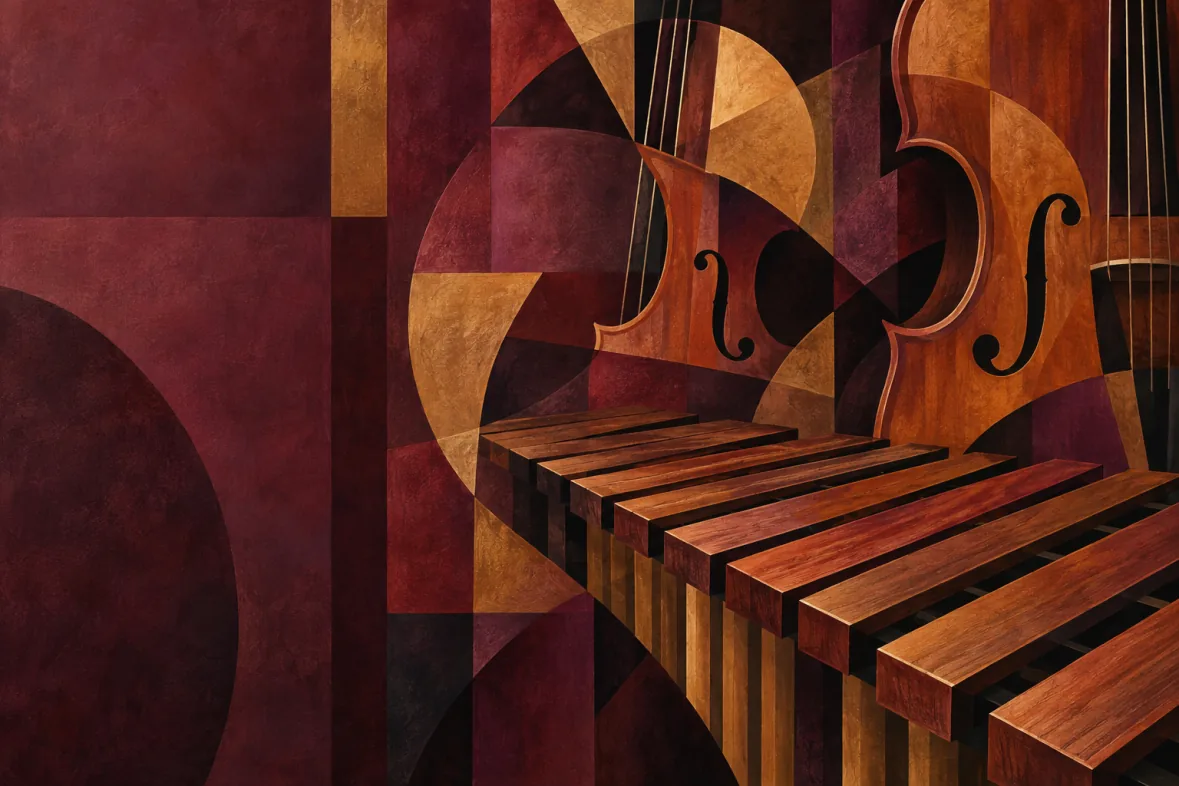 Abstract illustration of musical instruments (AI-generated)