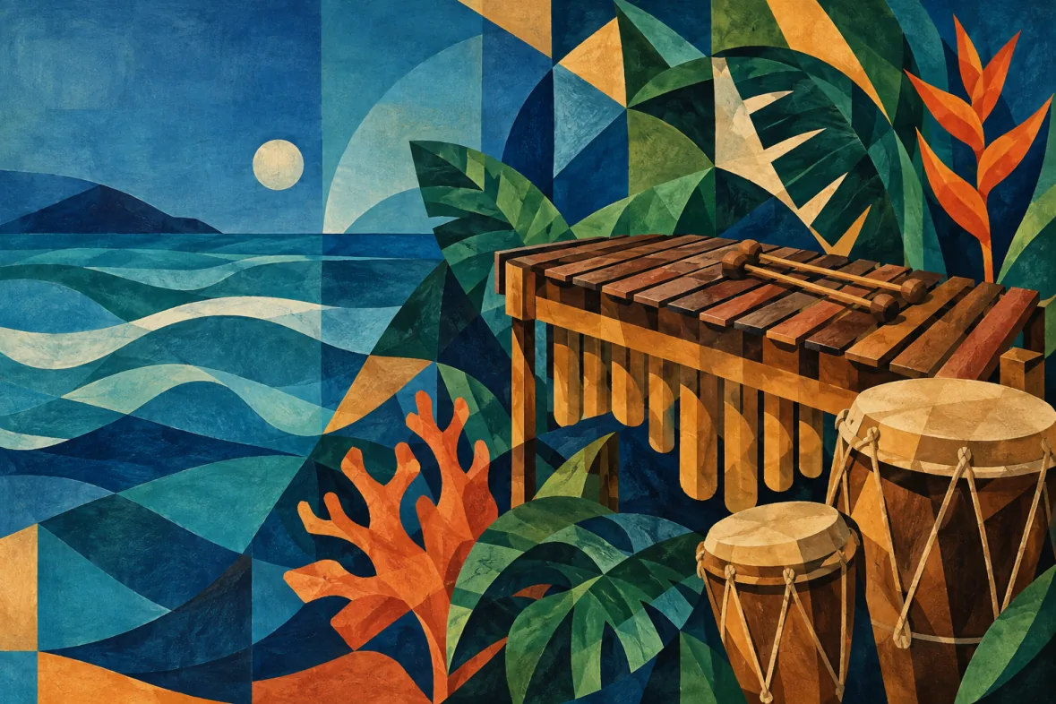 Abstract illustration of marimba instruments (AI-generated)