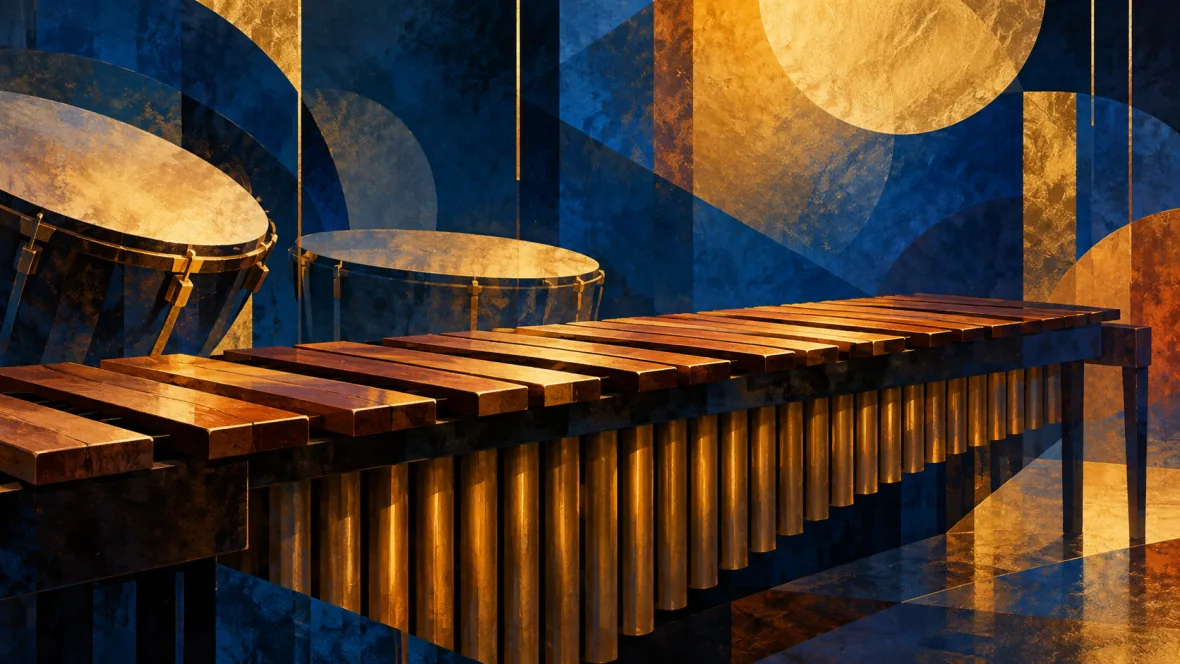 Abstract marimba, percussion and stage light (AI-generated illustration)