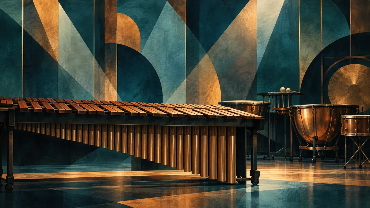 Abstract marimba, percussion and stage light (AI-generated illustration)