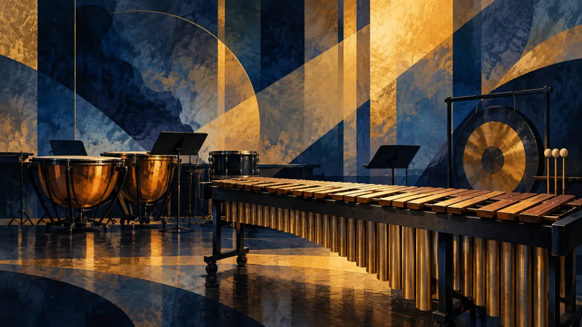 Abstract marimba, percussion and stage light (AI-generated illustration)