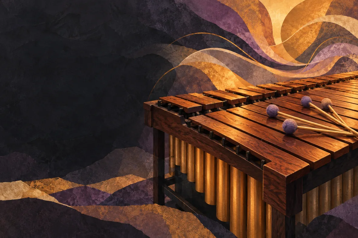 Abstract marimba, percussion and stage light (AI-generated illustration)